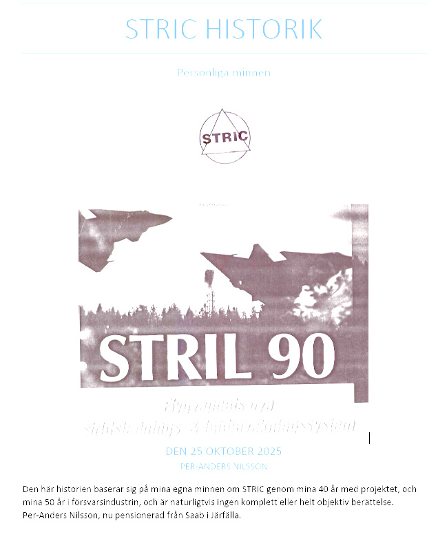 Försättssida STRIC Historia